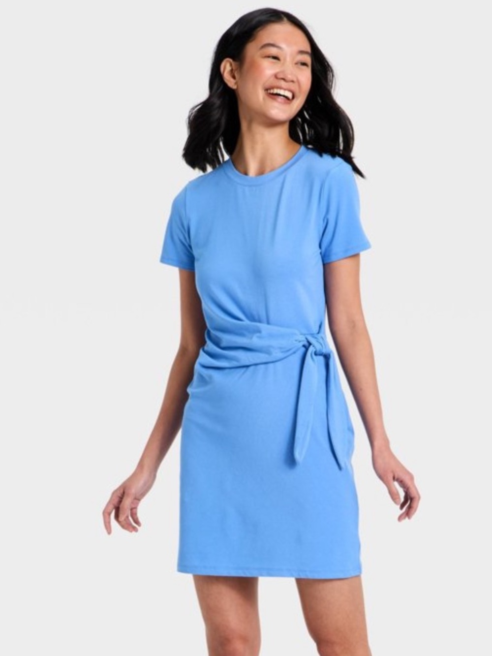 A New Day Tie-Waist‎ Short Sleeve Dress - Sky Blue xl